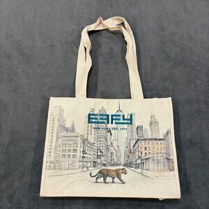 EFFY Hematian Beige New York Leopard Zippered Top Canvas Tote Women's One Size
